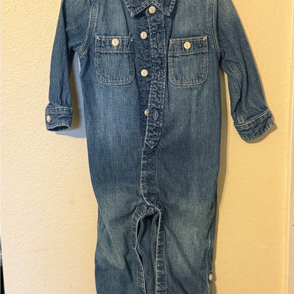 Denim Button-Up Jumpsuit